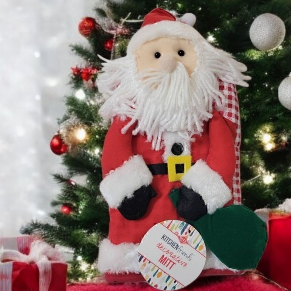 Ritz Kitchen Friends Cotton Oven Mitt Santa Claus New Holiday Gift Decor